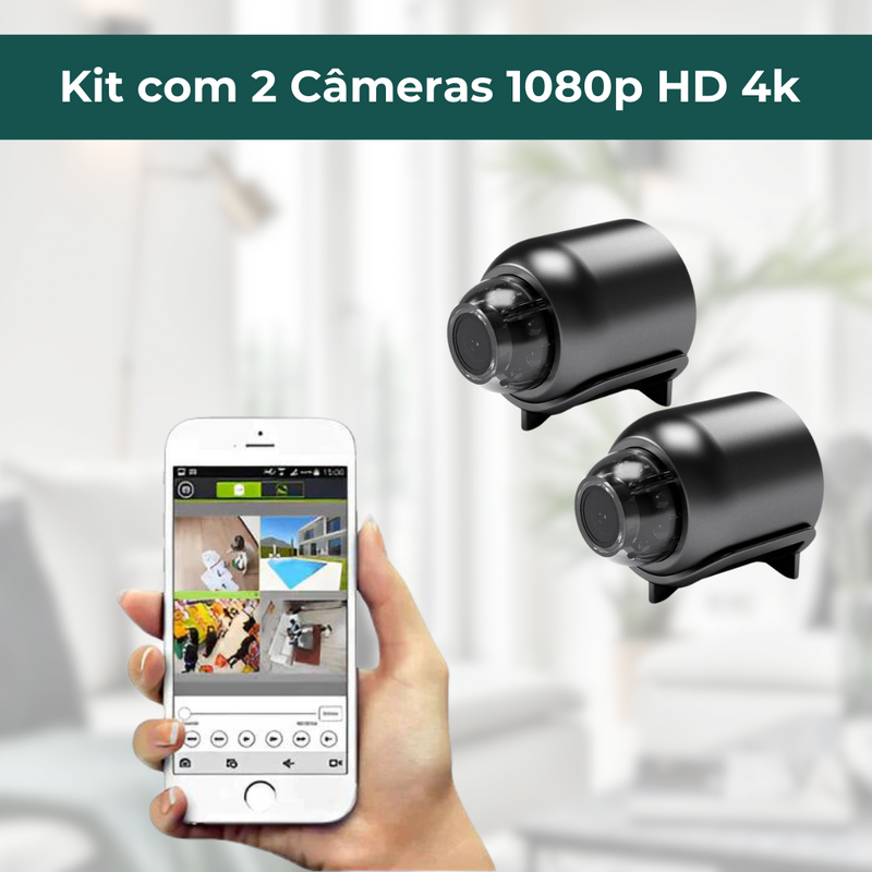 Mini Câmera WiFi 1080P HD 4k com Visão Noturna