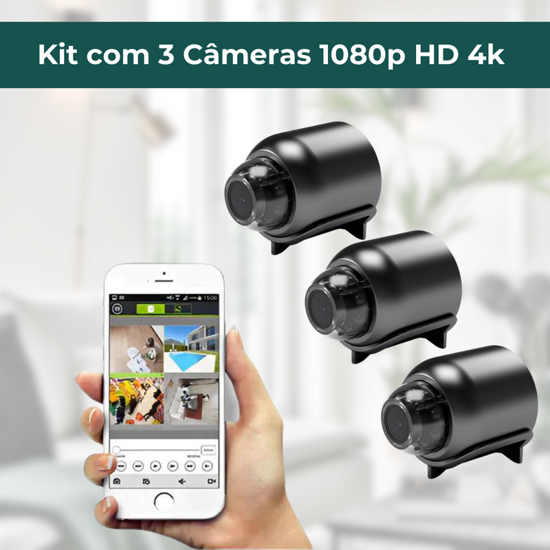 Mini Câmera WiFi 1080P HD 4k com Visão Noturna