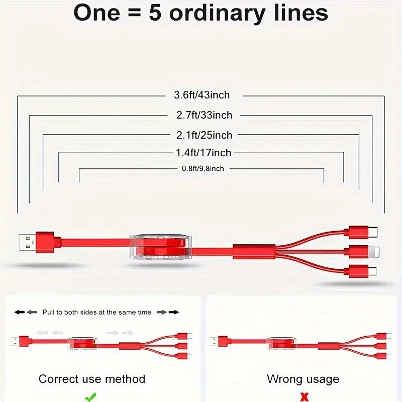 USB Carregador Retrátil 3 em 1